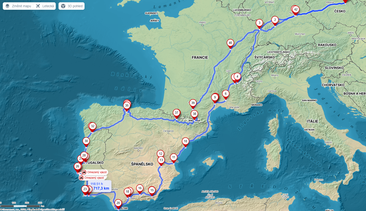 trasa expedice Španělsko 206